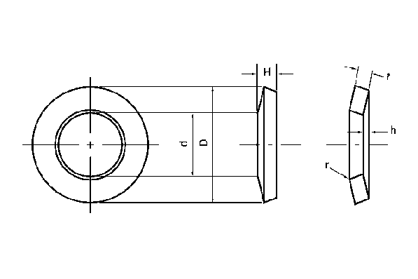 鉄 座金 生地 皿バネW(JIS1)(重荷重用) JIS M10-1H::ネジ・ボルト 